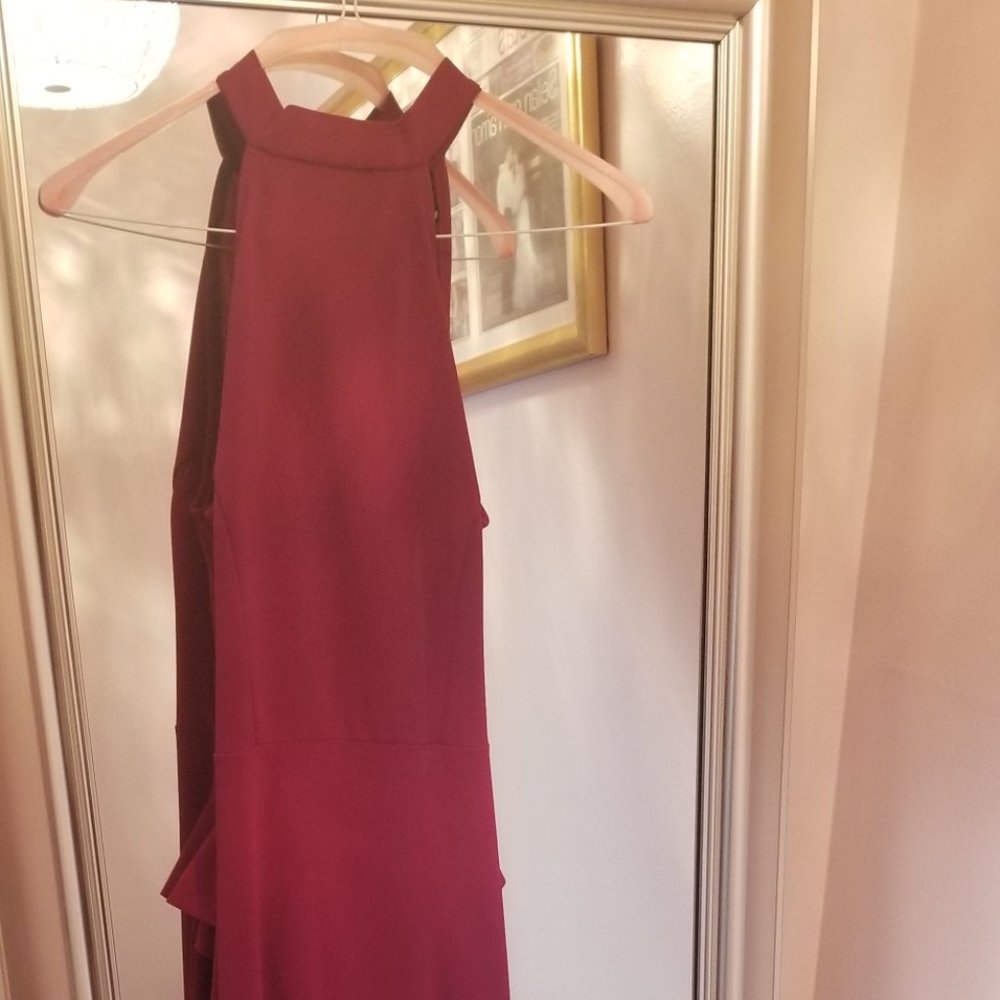 Burgundy Long backless dress